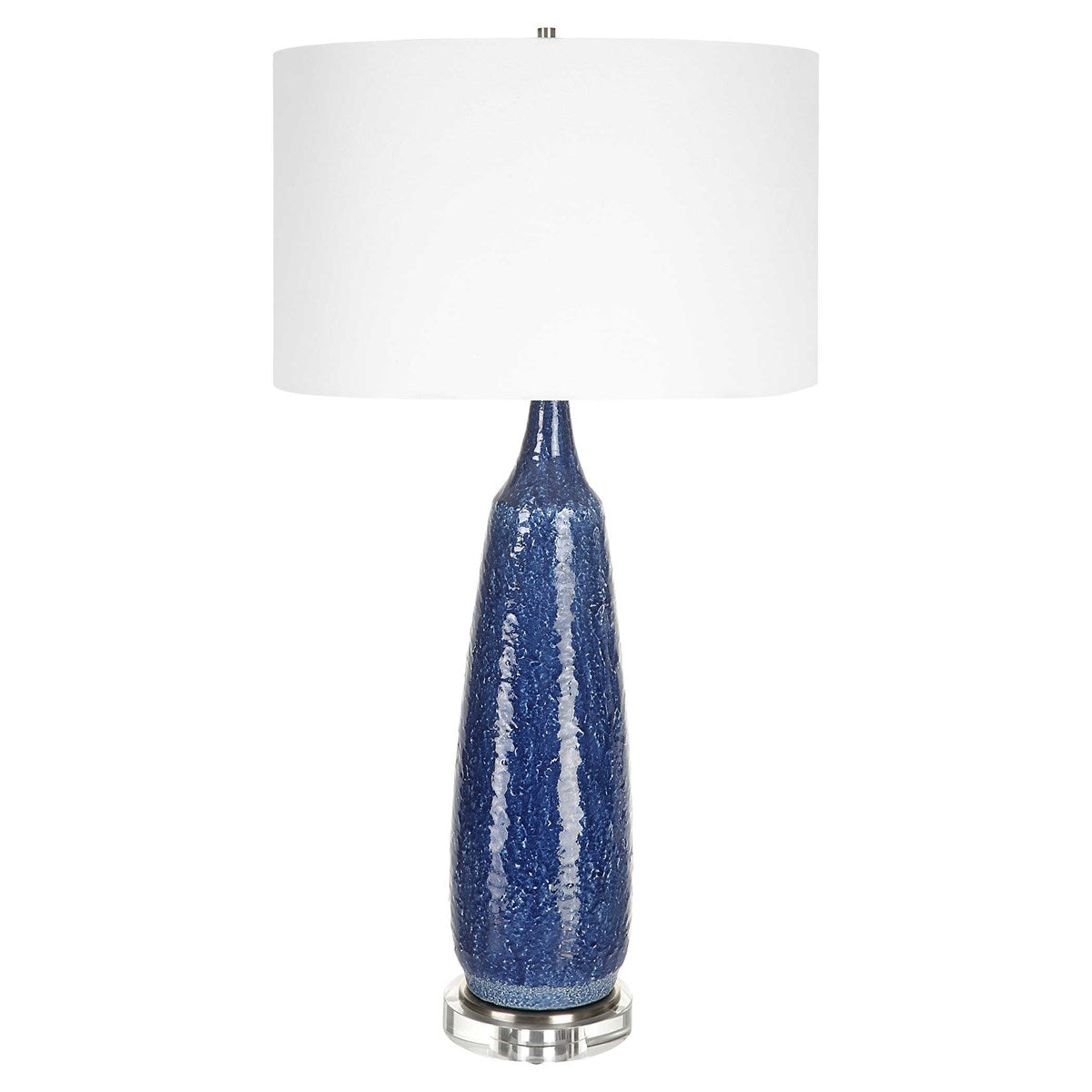 Uttermost Newport Cobalt Blue Glazed Ceramic Table Lamp With White Linen Shade - Image 3