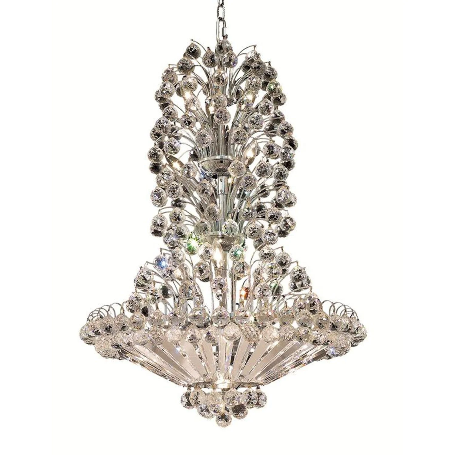 Sirius Chrome Fourteen-Light 28-Inch Chandelier with Royal Cut Clear Crystal - Image 1
