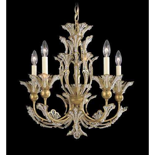 Rivendell New Heirloom Gold Five-Light Crystal Swarovski Elements Chandelier, 21W x 19H x 21D - Image 1
