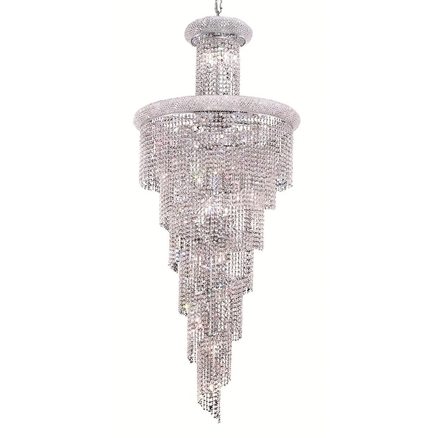 Spiral Chrome Twenty-Eight Light 30-Inch Chandelier with Royal Cut Clear Crystal - Image 1