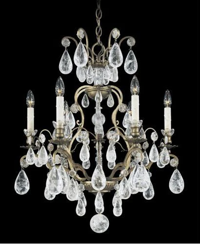 Gold Six-Light Clear Rock Chandelier, 22W x 27H x 22D - Image 1