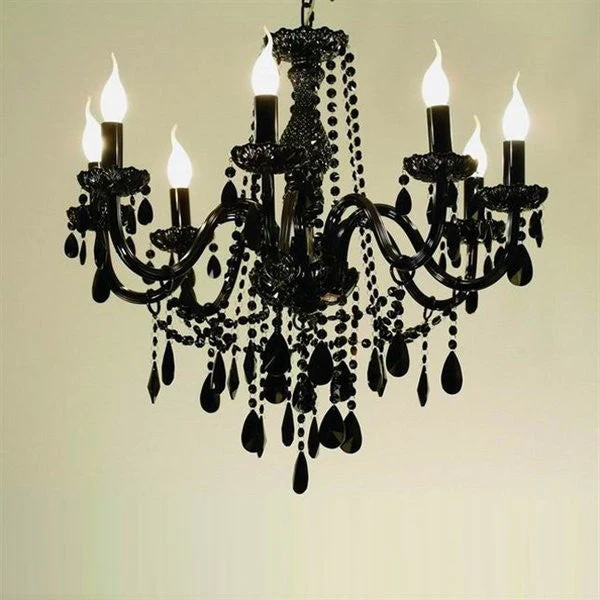 8 Lights Traditional Crystal chandelier in black finish - Image 1