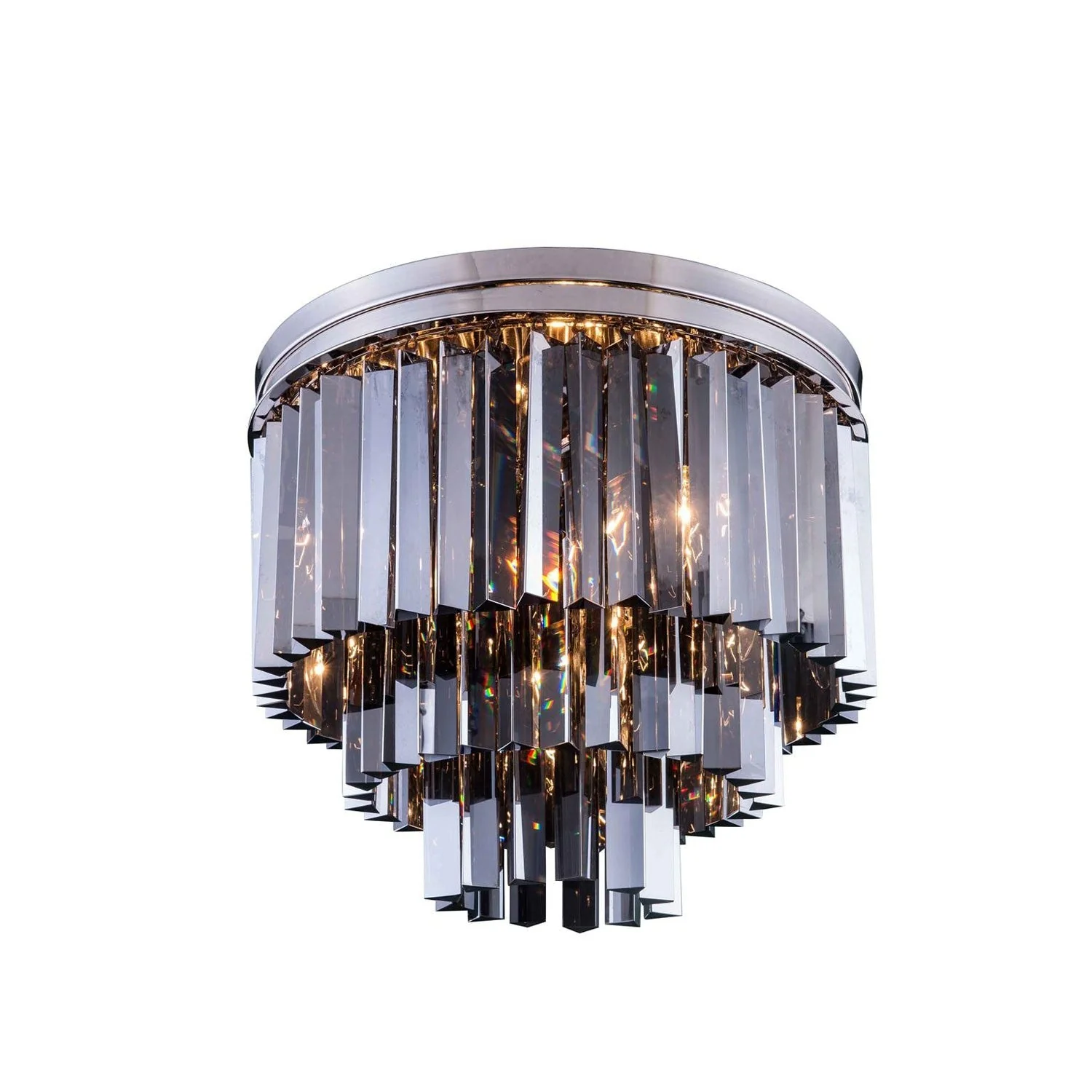 Sydney Polished Nickel Nine-Light Flushmount with Royal Cut Silver Shade Crystals - Image 1