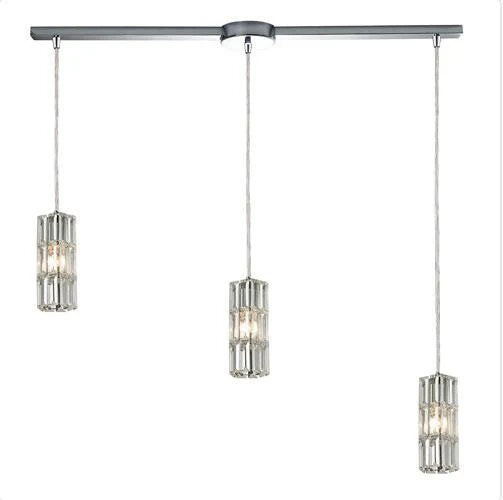 Polished Chrome 8-Inch Three Light Chandelier with L Shade - Image 1