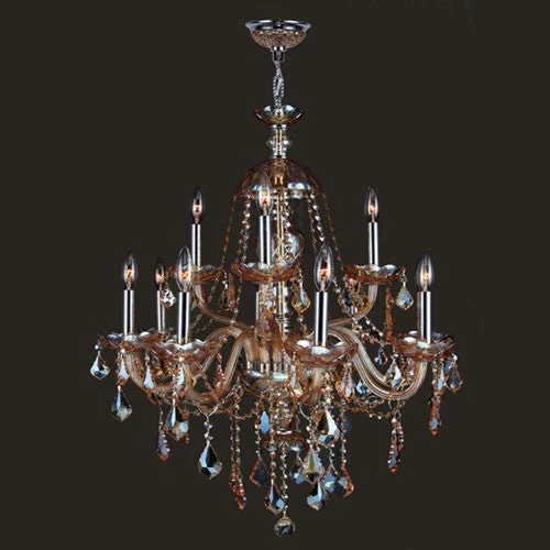 12-Light Chrome Finish with Amber Crystal Chandelier - Image 1
