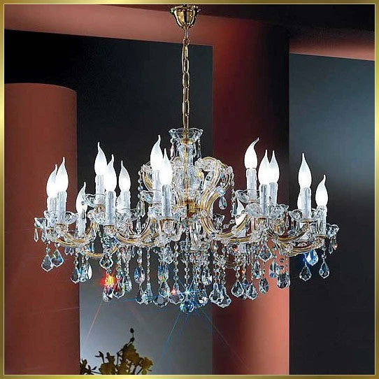 18 Lights Maria Theresa crystal chandelier dressed with blue sky crystals - Image 1