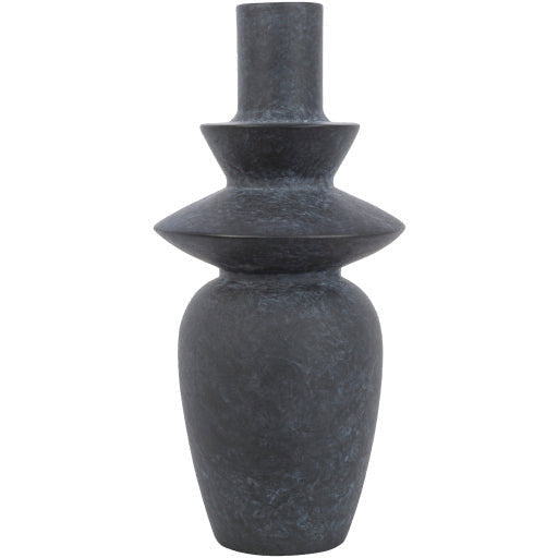 Surya Yagya Collection Modern Brushed Matte Black Ceramic Vase YAG-004 - Image 1