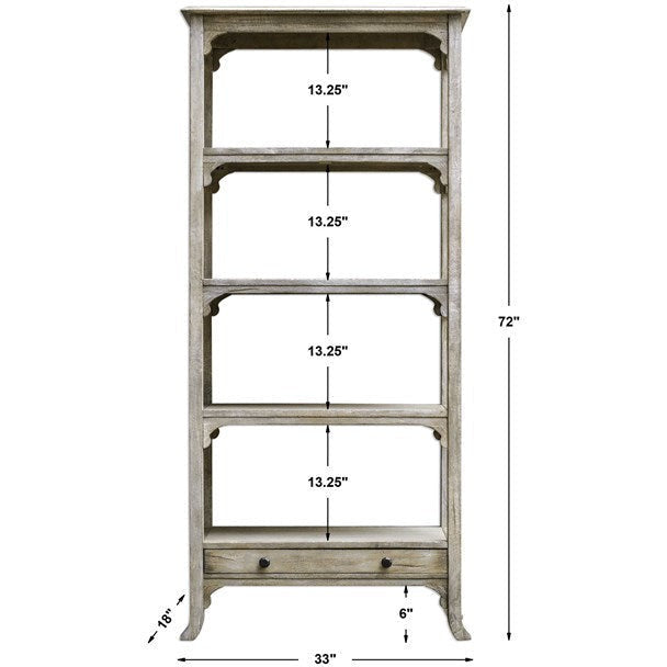 Uttermost Bridgely Aged White Mango Wood Etagere Bookcase - Image 2