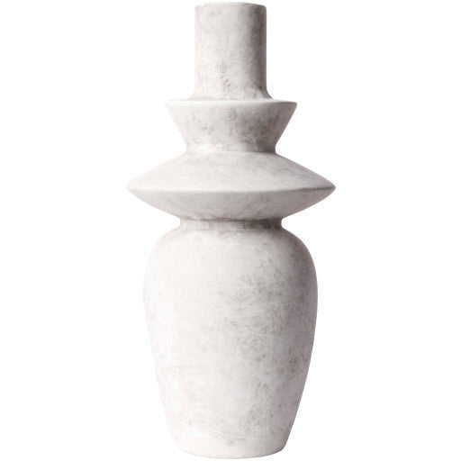 Surya Yagya Collection Modern Brushed Matte White Ceramic Vase YAG-003 - Image 2