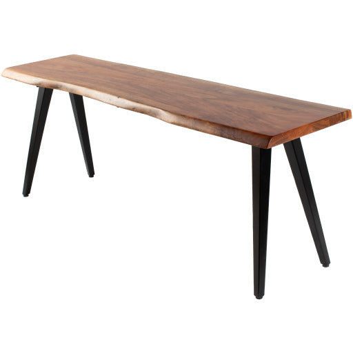 Surya Edge Rustic Modern Wood Bench With Black Steel Base DGE-001 - Image 3
