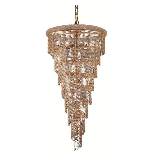 Spiral Gold Twenty-Six Light 36-Inch Chandelier with Royal Cut Clear Crystal - Image 1