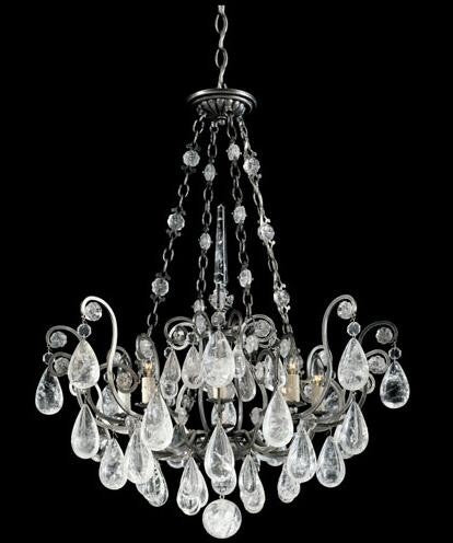 Pewter Eight-Light Clear Rock Chandelier, 26.5W x 34H x 26.5D - Image 1