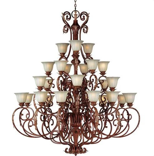 Twenty-Seven-Light Multi-Tier Chandelier with Cafe Glass - Image 1