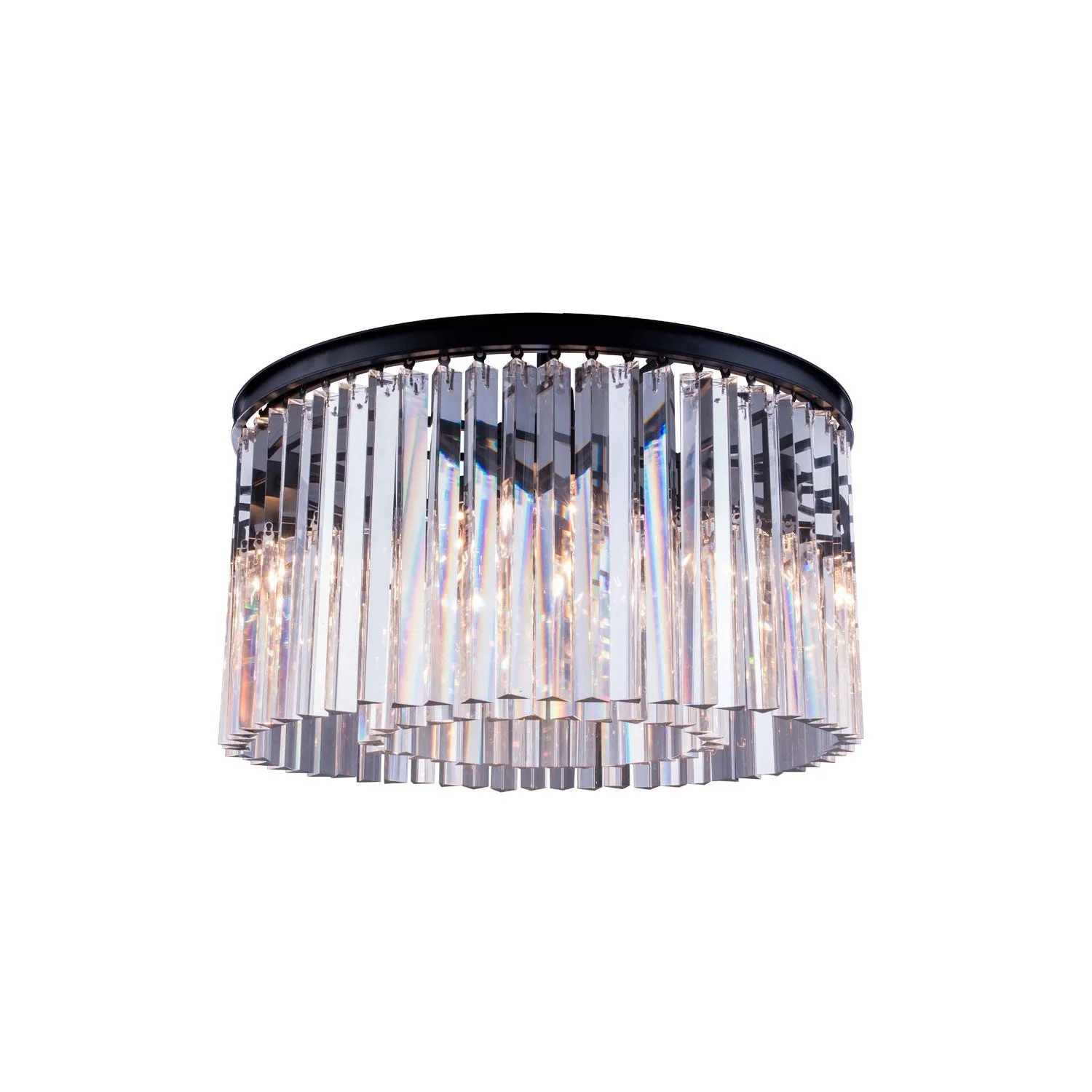 Sydney Mocha Brown Eight-Light Flushmount with Royal Cut Clear Crystals - Image 1