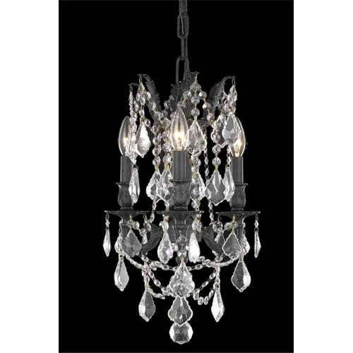 Dark Bronze Three-Light Chandelier with Clear Royal Cut Crystals - Image 1