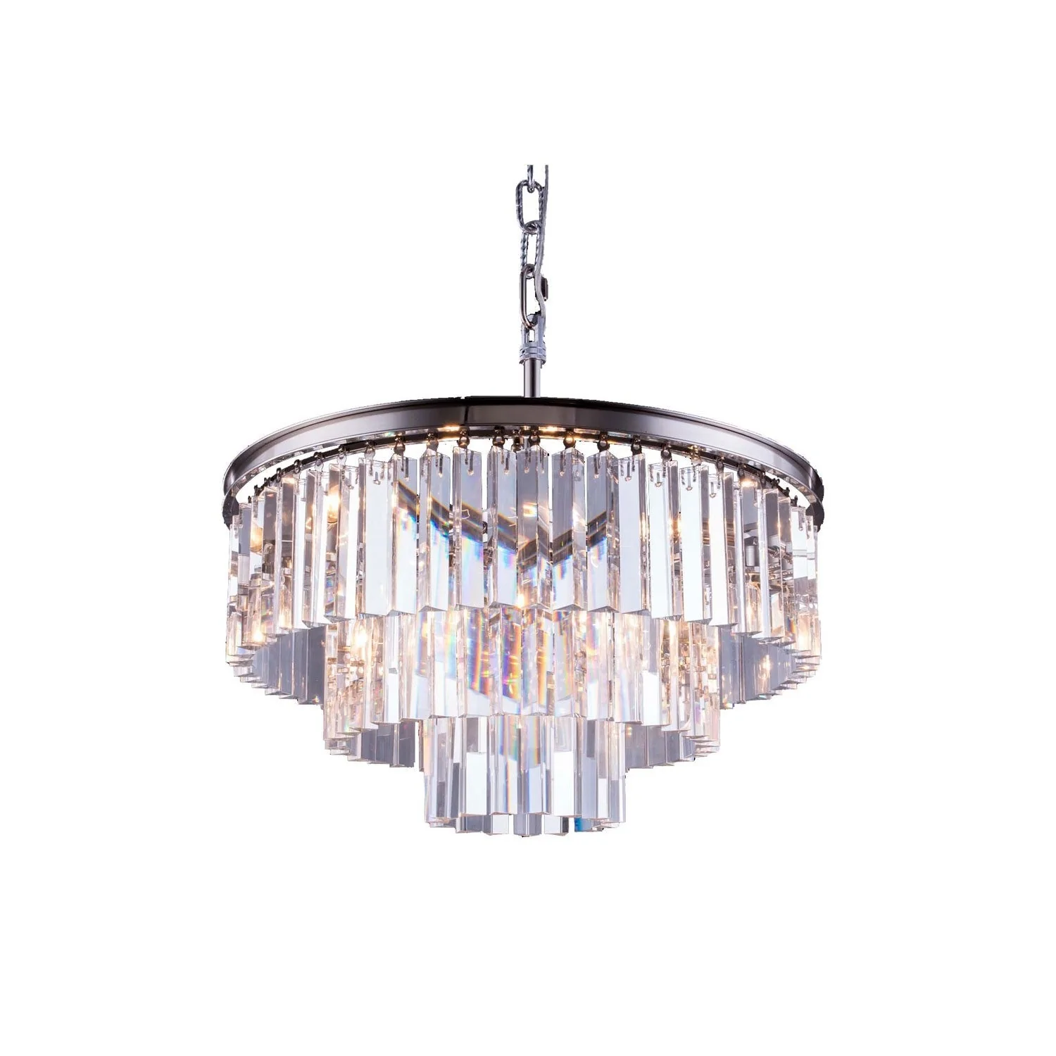 Sydney Polished Nickel Sixteen-Inch Pendant with Royal Cut Clear Crystals - Image 1