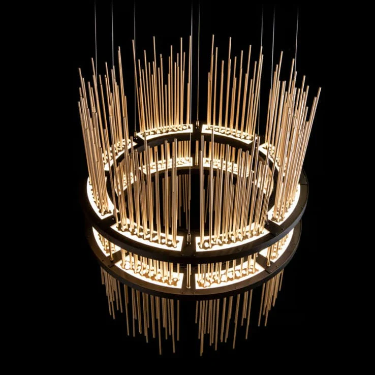 Gossamer Circular LED Pendant - 38" Wide Double - Soft Gold - Image 2