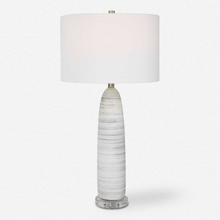 Uttermost Levadia White Glazed Ceramic Table Lamp With White Drum Shade - Image 2