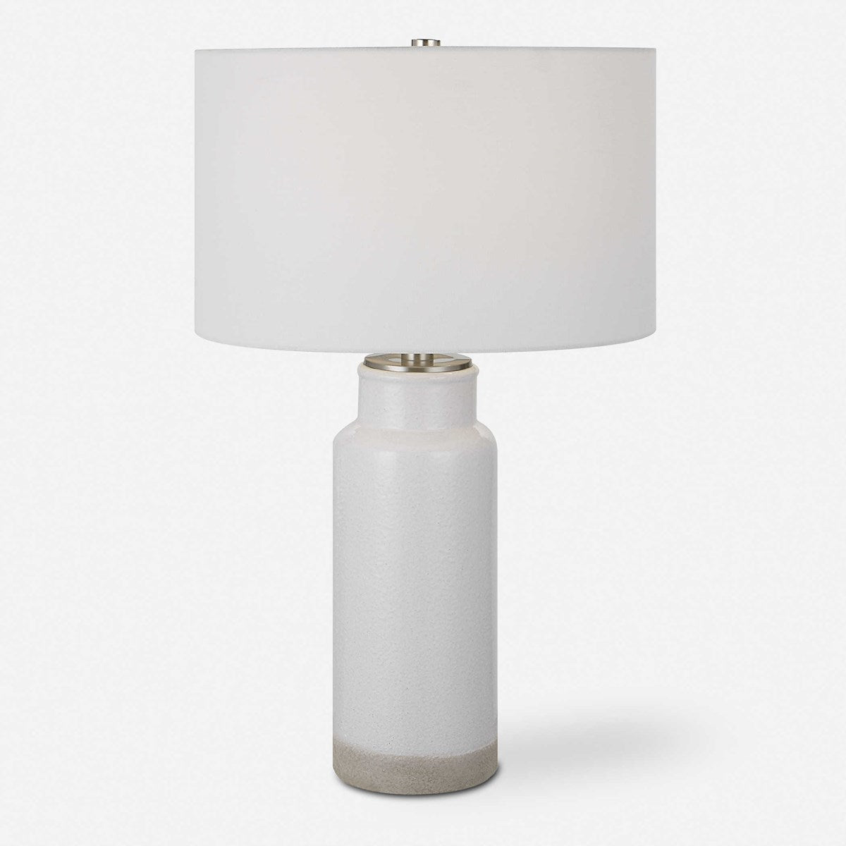 Uttermost Albany Textured White Glaze Ceramic Table Lamp With Drum Shade - Image 3