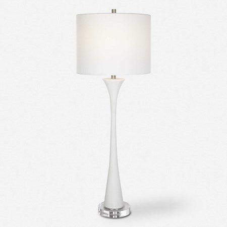 Uttermost Fountain Ivory Stone and Marble Buffet Lamp With White Shade - Image 3