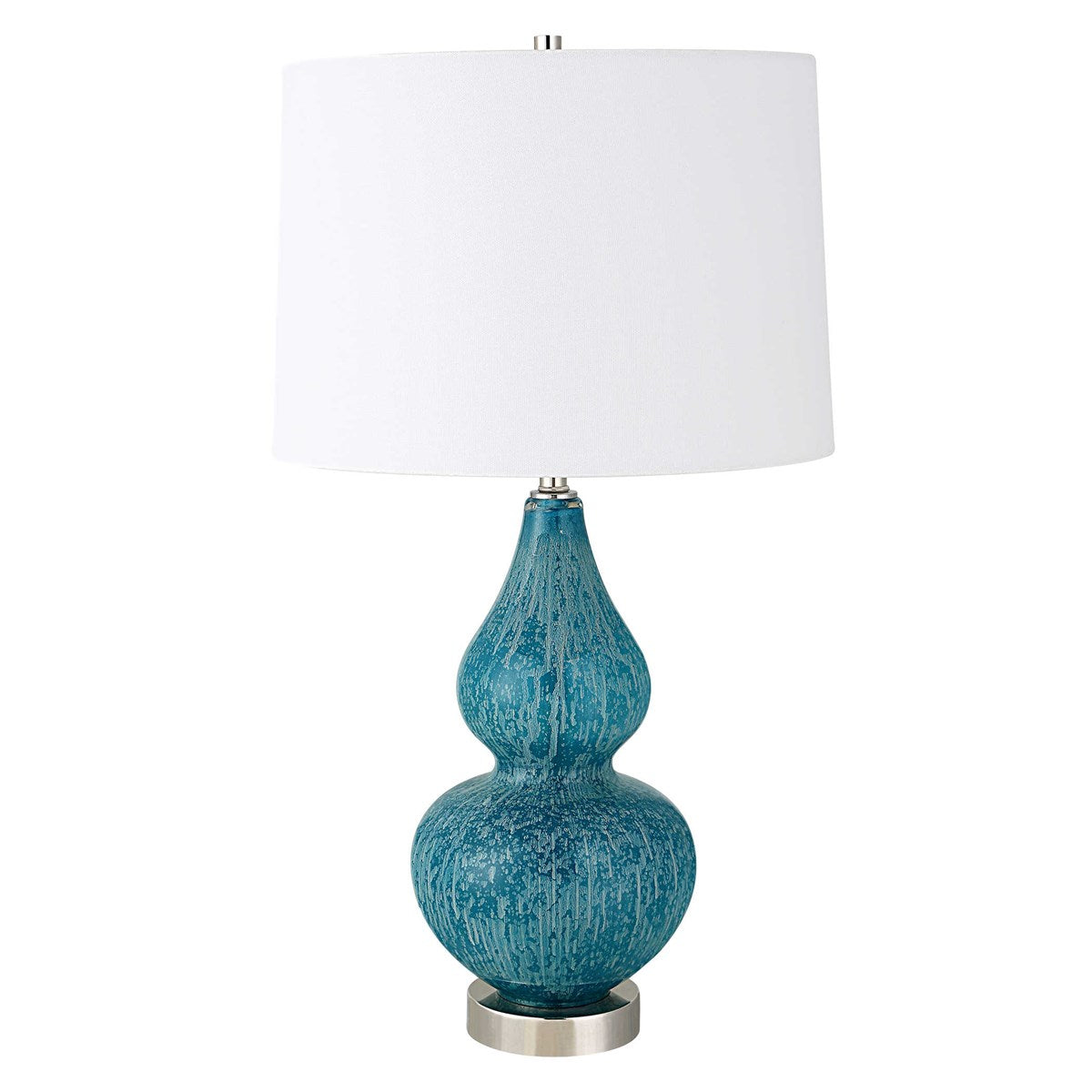 Uttermost Avalon Light Blue and Turquoise Glass Table Lamp With White Shade - Image 3