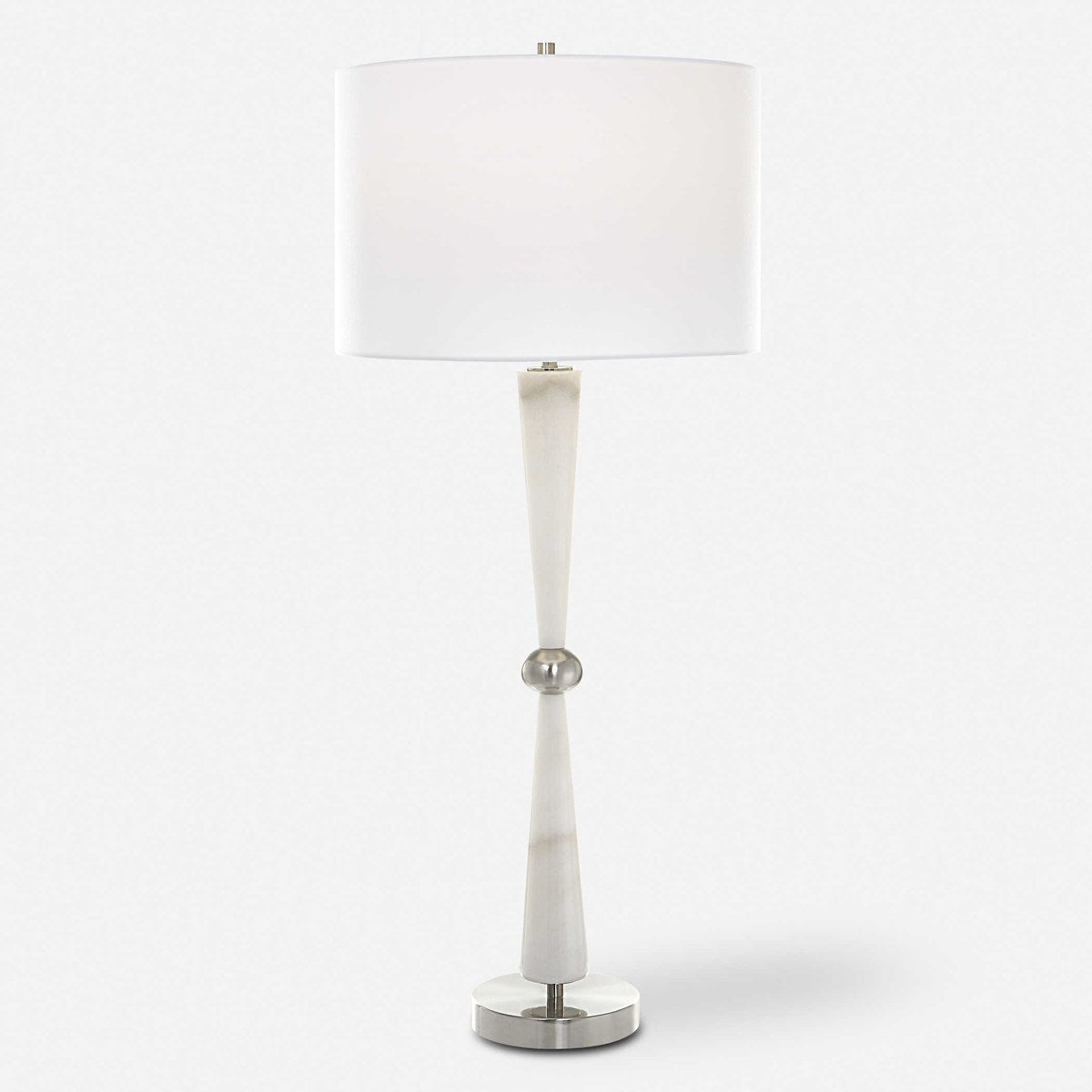 Uttermost Hourglass White Marble Table Lamp With Drum Shade - Image 3