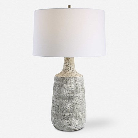 Uttermost Scouts Off-White Matte Glaze Ceramic Table Lamp With White Shade - Image 2