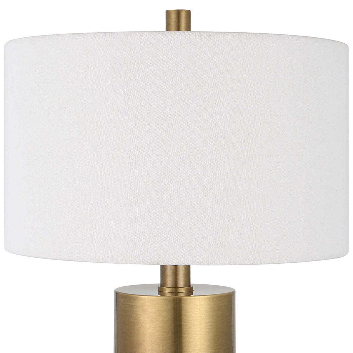 Uttermost Adelia Ivory Crackle Glaze Ceramic and Brushed Brass Table Lamp With Drum Shade - Image 3