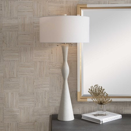 Uttermost Sharma Ivory Stone Table Lamp With White Linen Shade - Image 1