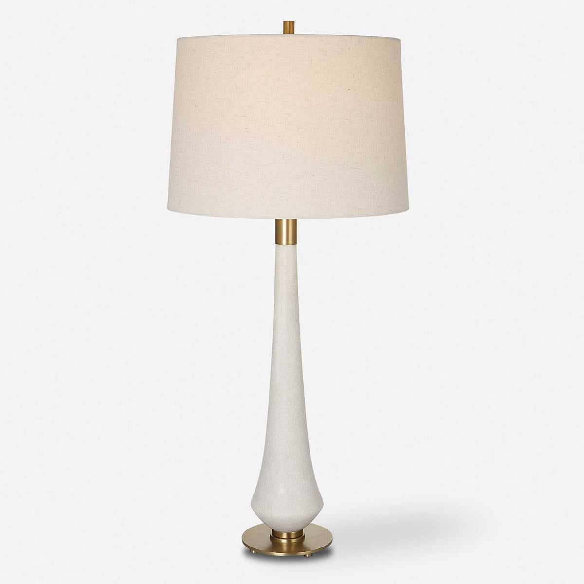 Uttermost Marille Ivory Stone Table Lamp With Light  Khaki Shade - Image 3