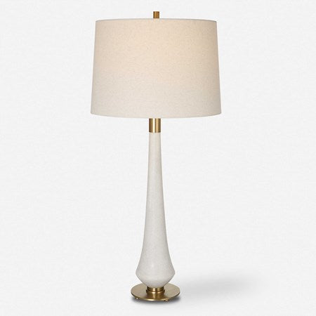 Uttermost Marille Ivory Stone Table Lamp With Light  Khaki Shade - Image 2