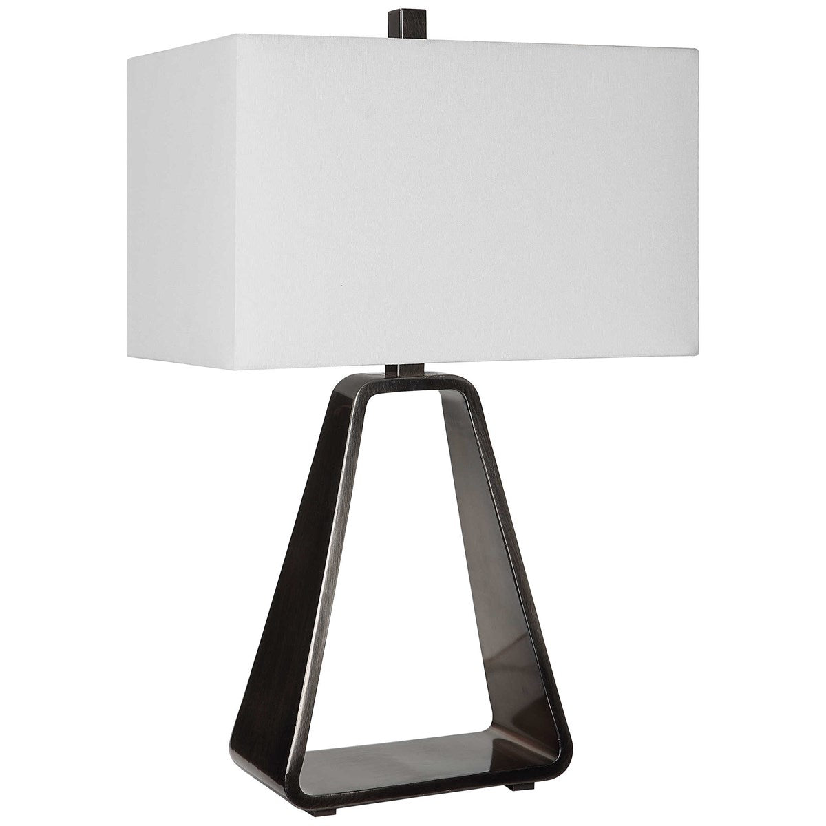 Uttermost Halo Antiqued Nickel Contemporary Table Lamp With White Shade - Image 2