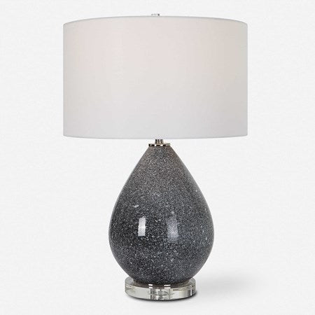 Uttermost Nebula Black and White Speckled Glazed Ceramic Table Lamp With White Shade - Image 2