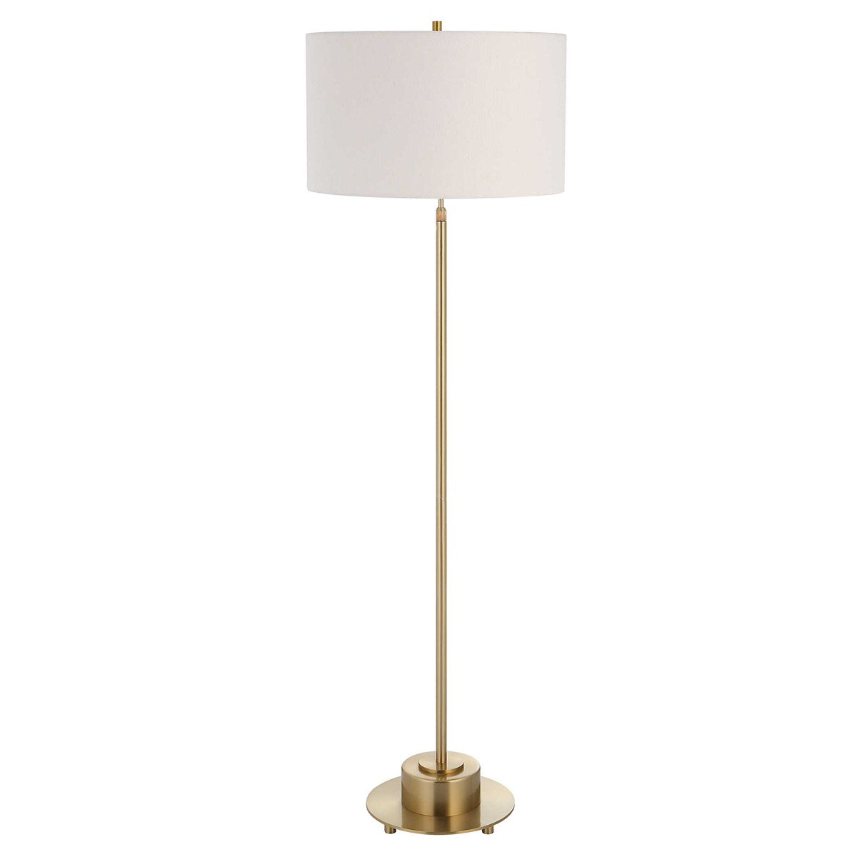 Uttermost Prominence Brushed Brass Floor Lamp With Linen Shade - Image 3