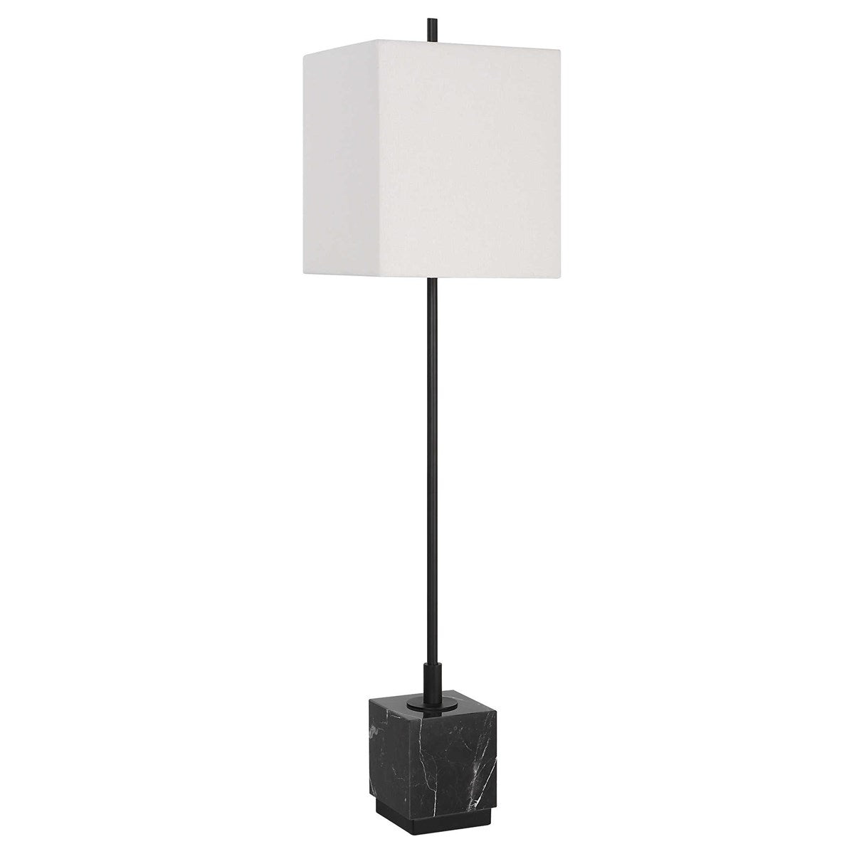 Uttermost Escort Black Marble Buffet Lamp With Linen Shade - Image 3