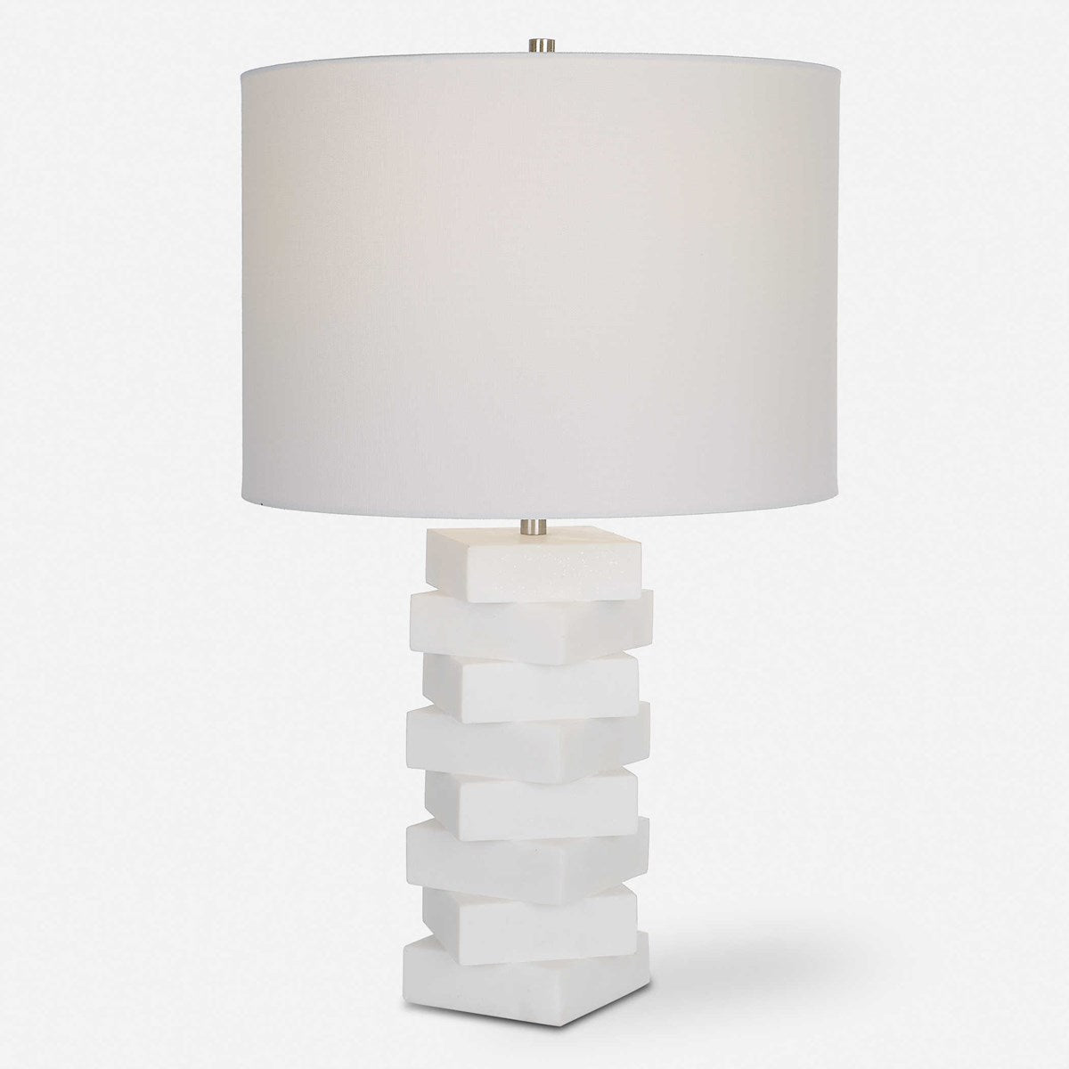 Uttermost Ascent  Ivory Stone Table Lamp With White Drum Shade - Image 3
