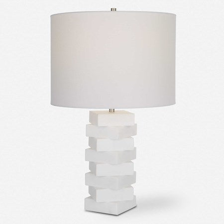 Uttermost Ascent  Ivory Stone Table Lamp With White Drum Shade - Image 2