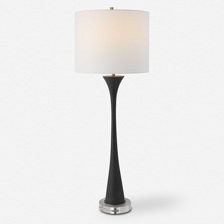 Uttermost Fountain Black Stone and Crystal Buffet Lamp With White Shade - Image 2