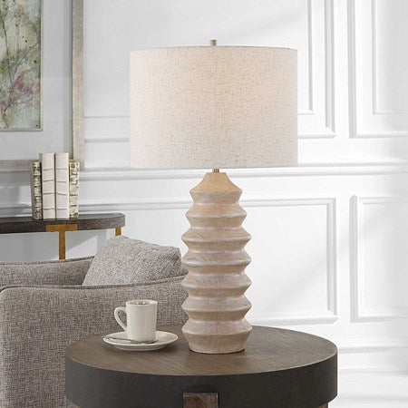 Uttermost Uplift Table Lamp With Oatmeal Linen Shade - Image 1