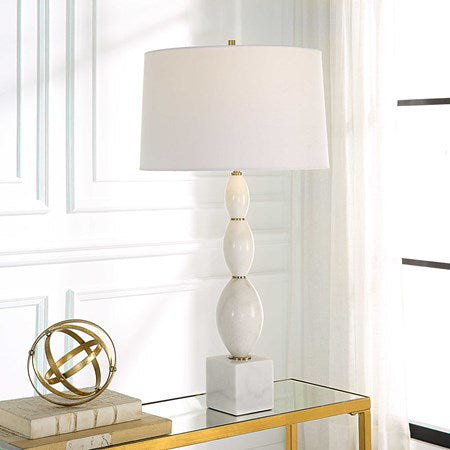 Uttermost Regalia White Marble Table Lamp With Linen Shade - Image 3