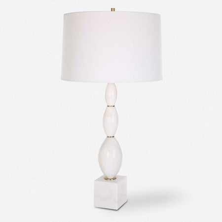 Uttermost Regalia White Marble Table Lamp With Linen Shade - Image 2