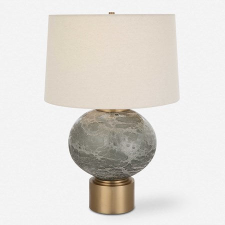 Uttermost Lunia Smoky Gray Glass Table Lamp With Oatmeal Linen Shade - Image 2