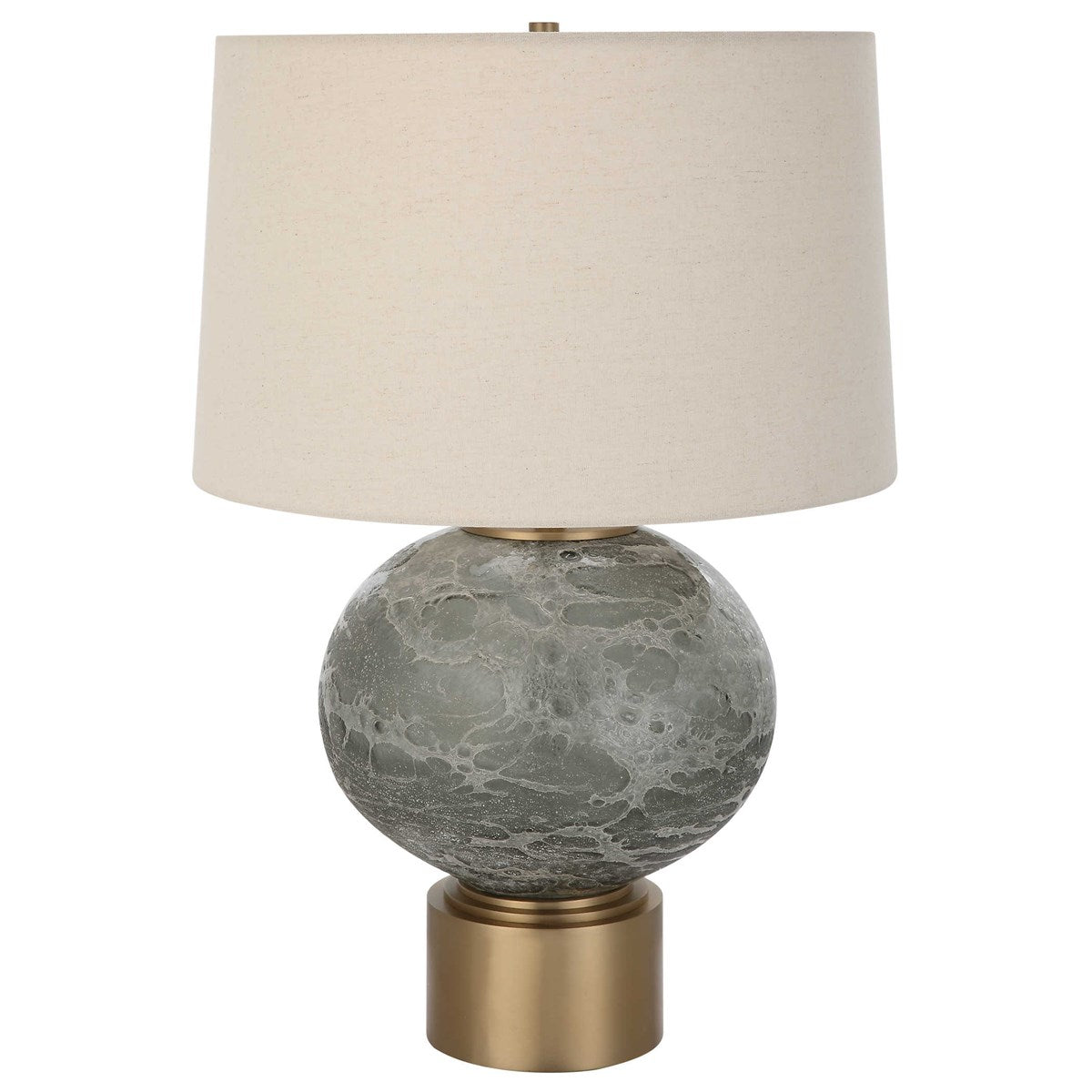 Uttermost Lunia Smoky Gray Glass Table Lamp With Oatmeal Linen Shade - Image 3