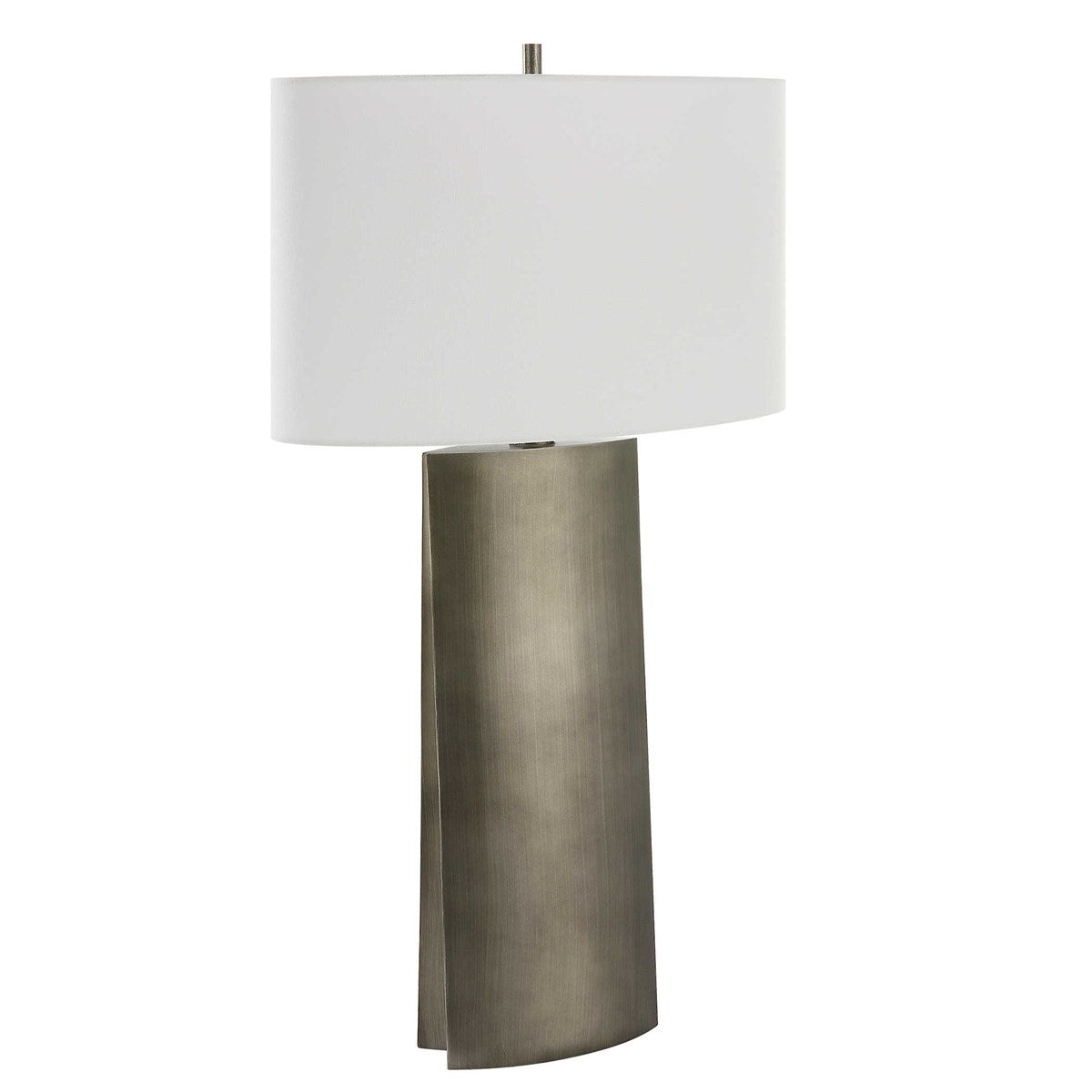 Uttermost V-Groove Dark Steel Gray Table Lamp With White Linen Shade - Image 3