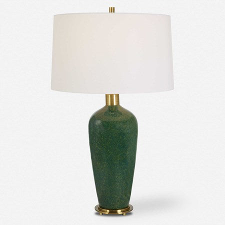 Uttermost Verdell Mossy Green Ceramic Table Lamp With White Linen Shade - Image 2
