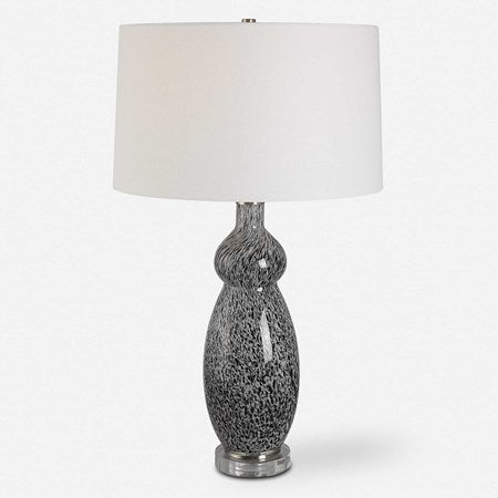 Uttermost Velino Gray and Black Mottled Glass Table Lamp With White Linen Shade - Image 2