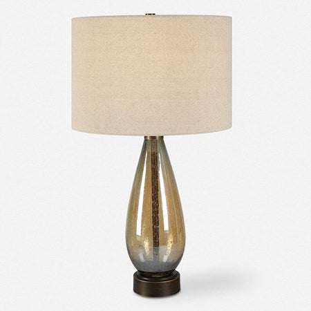 Uttermost Baltic Dark Amber Glass Table Lamp With Light Beige Linen Shade - Image 2