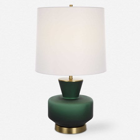 Uttermost Trentino Emerald Green Glass Table Lamp With White Linen Shade - Image 2