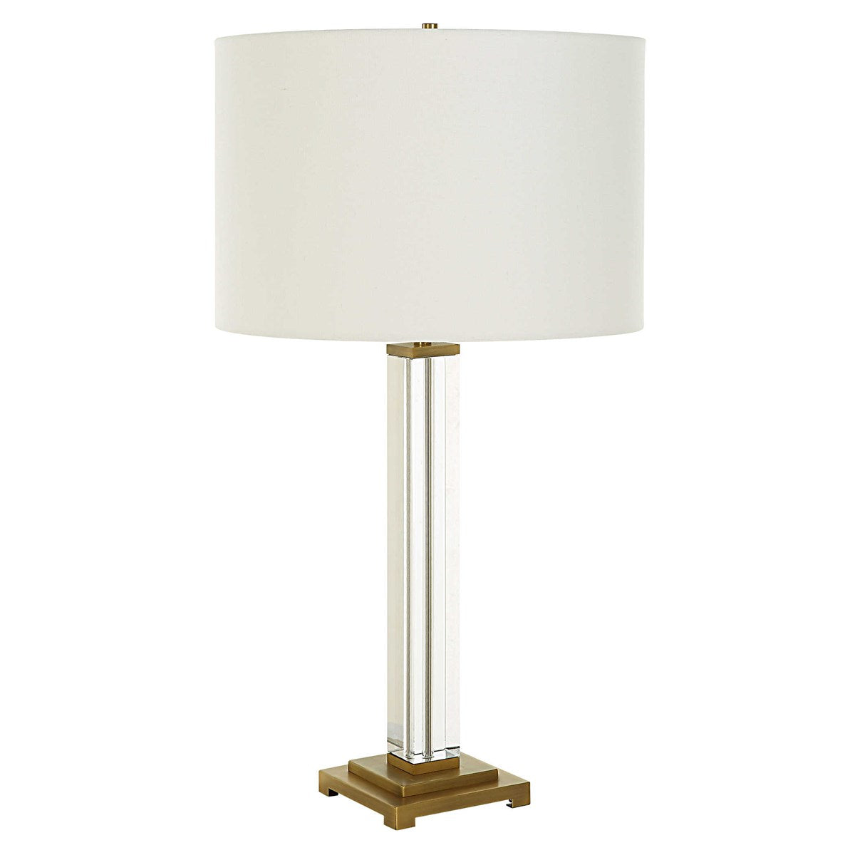Uttermost Crystal Column Table Lamp With White Linen Shade - Image 3