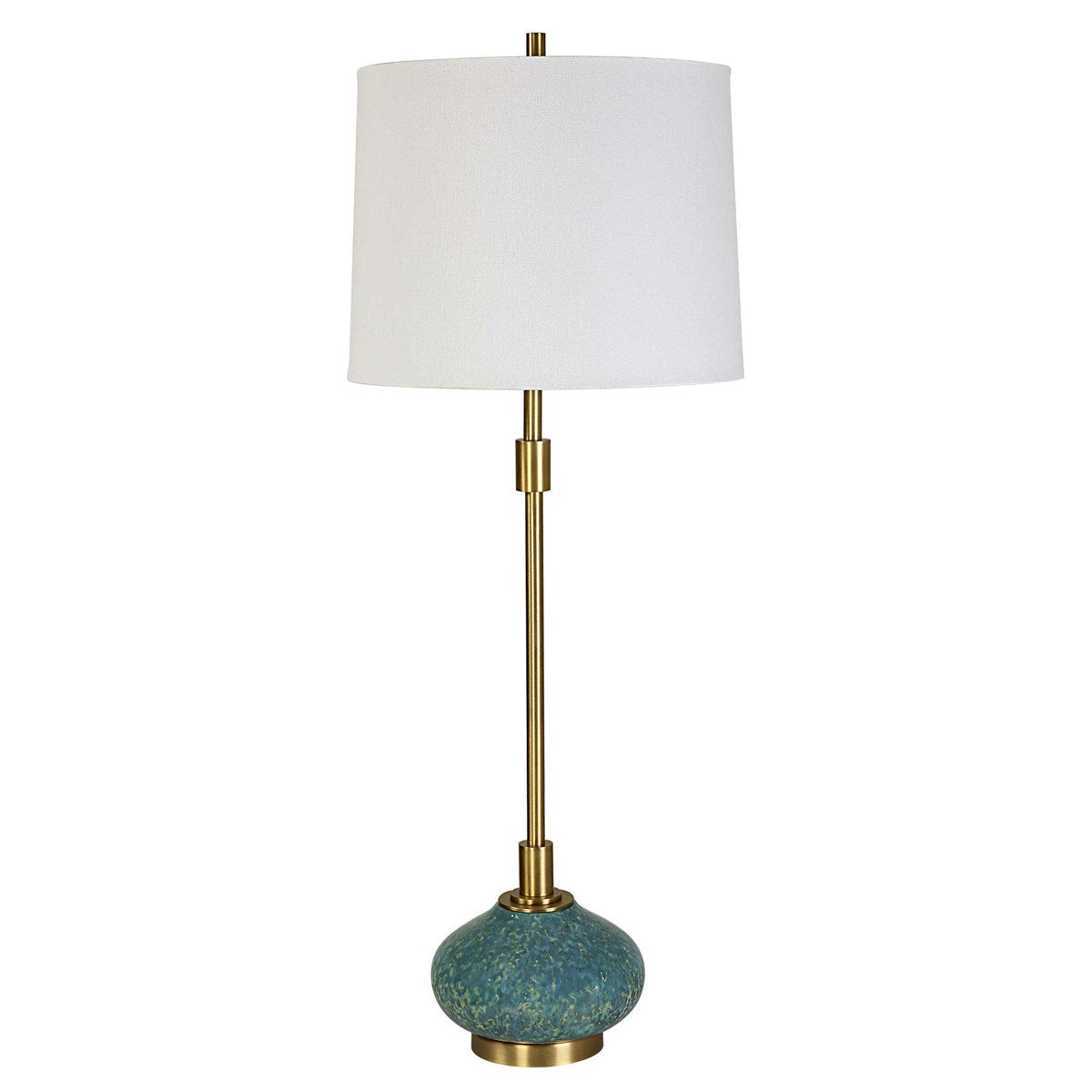 Uttermost Kaimana Aged Blue and Seafoam Green Buffet Lamp With White Linen Shade - Image 3